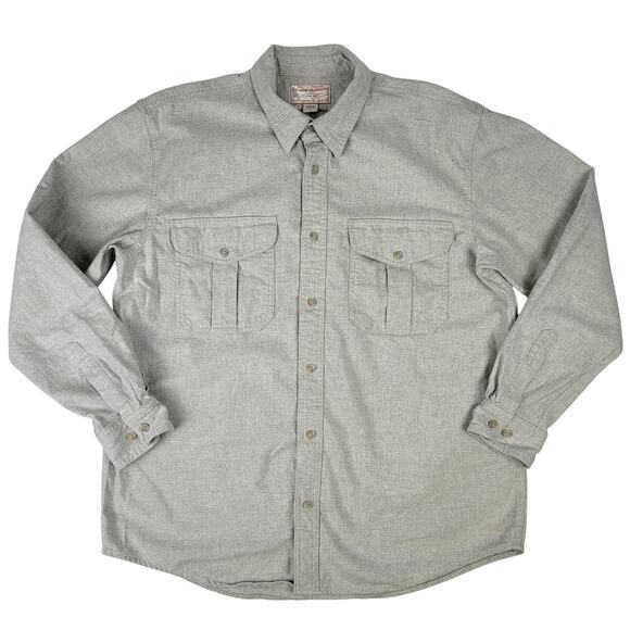 Filson Alaskan Guide Flannel Shirt Light Grey | Men's Sz L - Picture 1 of 7